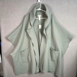 Free People Oversized Knit Poncho Cape Light Green Women’s One Size - Picture 1 of 8