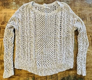 Abercrombie & Fitch Grey & White Crochet Style Cable Knit Pullover Sweater XS - Picture 1 of 4