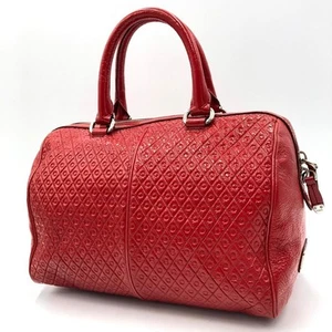 Tod S Handbag Mini Boston Bag Embossed Enamel Red - Picture 1 of 9