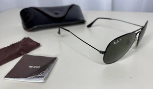 Ray Ban RB3025 001 58mm Avigator Large Metal Black/black Polarized Italy - Picture 1 of 10