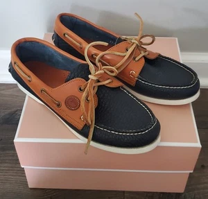 Dooney & Bourke Vintage Regatta Navy & Brown Leather Top Sider Style Boat Shoes - Picture 1 of 17