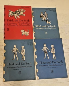 Think And Do Book Lot 4 Dick & Jane Workbooks Basic Reader 1941 Children School - Imagen 1 de 15