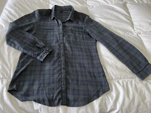The Kooples Blue Green Plaid Blouse~ Padded Shoulders~ Size Small Western - Picture 1 of 7