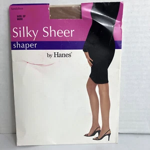 Hanes Silky Sheer Shaper Sandalfoot Pantyhose Size EF Large Nude Sexy Unisex - Picture 1 of 4