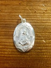 Vintage Silver Plate Religious Medal Mother Cabrini Sacred Heart Saint