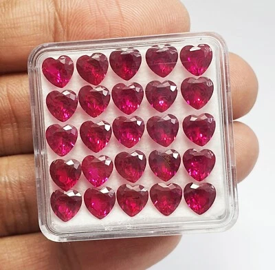 10Pcs Flawless Mozambique Blood Red Ruby Calibrated Lot Heart Shape Loose Gem6MM - Image 1 of 4