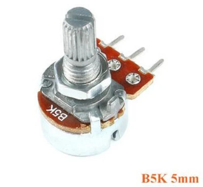 10pcs WH148 B5K 3 legs Single way Potentiometer 15mm Shaft and Screw Nuts - Image 1 of 4