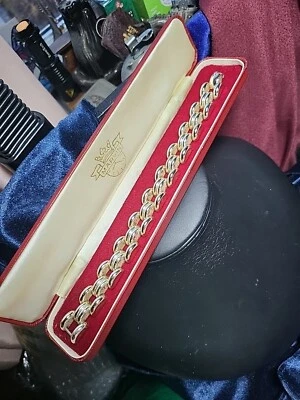 Art Deco Chunky Style Gold Plated Machine Link Bracelet  - Image 1 of 4