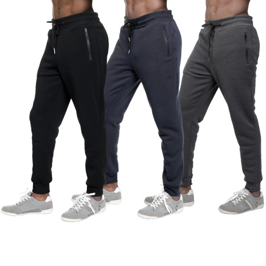 3 Pack Men's Fleece Lined Slim Fit Casual Tech Jogger Sweatpants Zipper Pockets - Image 1 of 4