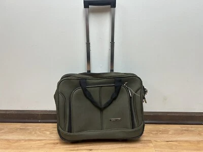 Maletín con ruedas de ocio bolsa de viaje estuche para computadora portátil ruedas de lona verde Foto 1 de 4