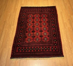 4x 6.3 FT  Hand knotted  High Quality Veggie Dyes Fine Wool Turkoman Bukhara Rug - Picture 1 of 14