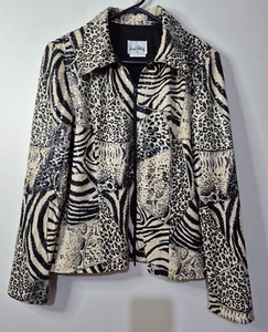 Joseph Ribkoff Blazer Jacket Full Zip Safari Print Women's Size 12 Vintage - Picture 1 of 6