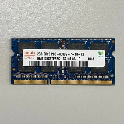 Hynix 2GB DDR3 RAM PC3-8500 1066MHz non-ECC Unbuffered SODIMM HMT125S6TFR8C-G7 - Image 1 of 3