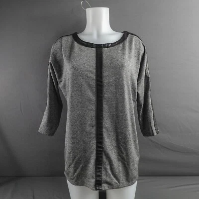 Top DKNYC Mujer Pequeño Gris Tejido Imitación Cuero Borde Cápsula Carrera Silencioso Lujo Foto 1 de 4