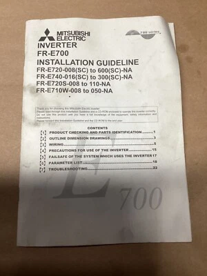 Guía de instalación del inversor Mitsubishi FR-E700 FRE700 CON CD #115M73 Foto 1 de 4