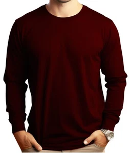 DRI-FIT Long Sleeve T-Shirts, UPF 50+ Sun Protection Shirt BURGUNDY - Picture 1 of 5