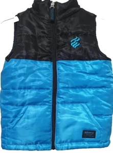 ROCAWEAR Boys PUFFER VEST Size 4 Blue Black Full Zip Outerwear NWOT - Picture 1 of 10