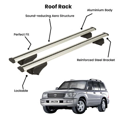 2 Pcs Silver Cross Bars for  TOYOTA  LAND CRUISER SUV 1998-2007 - Image 1 of 4