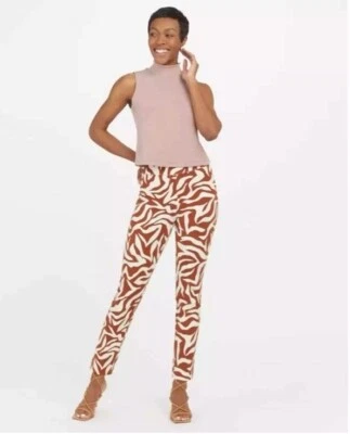 Spanx Rust And Cream Zebra Print Leggings Size XL - Image 1 of 4
