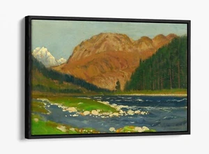 FERDINAND KATONA, LANDSCAPE BY THE DANUBE -FLOAT EFFECT CANVAS WALL ART PRINT - Picture 1 of 12