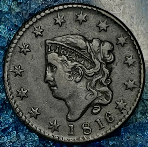 1816 Matron Head US Large Cent Coin 1c  EARLY COPPER  US TYPE COIN Cover