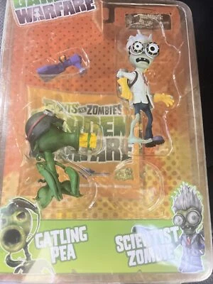 2015 Plants vs Zombies Gatling Pea & Scientisent Zombie Conjunto de figuras Juguetes DST = RARO = Foto 1 de 4