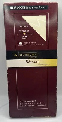 SOUTHWORTH RESUME 25 IVORY #10 ENVELOPES 24 LB CONNOISSEUR WATERMARK  R141-10 - Image 1 of 3