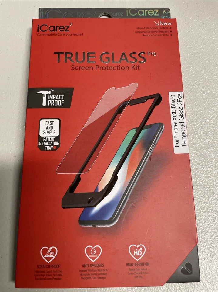 Kit de protección de pantalla de vidrio verdadero ICarez para iPhone X vidrio templado Foto 1 de 2