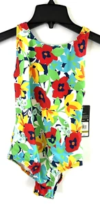 Speedo Girl’s High Neck Floral One Piece Swimsuit Size 14 - Picture 1 of 3