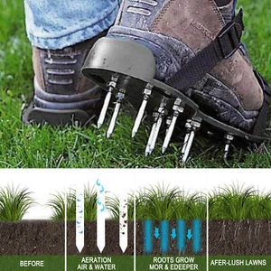 29 x 13cm Spikes Pair Lawn Garden Grass Aerators Aerating Sandals Shoes GB - Picture 1 of 12
