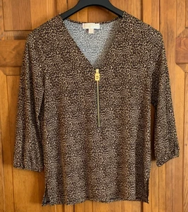Women's MICHAEL -Michael Kors- 3/4-Sleeve Leopard Print Blouse Tag Size M - Picture 1 of 4