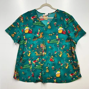 Dr. Seuss The Grinch Christmas Holiday Scrub Top 3XL 3XG Women's - Picture 1 of 10