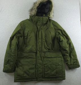 LL Bean Jacket Mens XL Green Down Baxter State Parka Faux Fur Hood Winter Coat - Picture 1 of 18