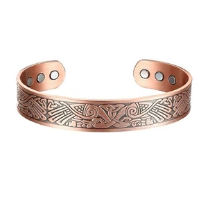 Pulsera magnética de cobre puro - Brazalete energético para terapia del dolor de artritis celta vikinga - Imagen 1 de 5