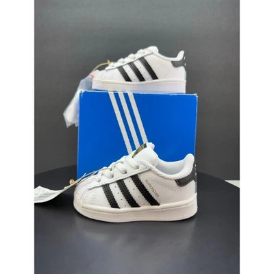 Adidas Superstar EL Cuero Niño Pequeño Talla 4K Blanco Negro Tenis Zapatos FU7717 Foto 1 de 4