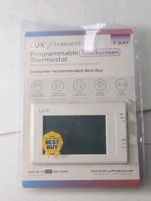 Lux TX9600TS 7-day Touch Screen Programmable Thermostat - White - Image 1 of 4