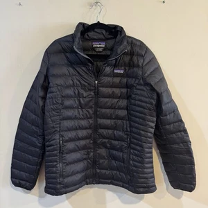 Patagonia Coat Down Sweater Full Zip Up Black Jacket Womens Size XL - Picture 1 of 6