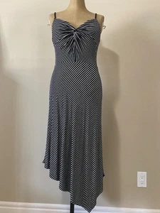 Bailey 44 schwarz weiß gestreift asymmetrisch roher Saum Spaghettiträger Kleid USA Größe S - Bild 1 von 24