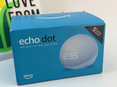 Amazon Echo Dot Clock  (5th Gen.) 2022 Smart Speaker -Cloud Blue NEW SEALED - Image 1 of 4