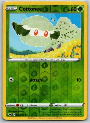 Cottonee 005/202 Reverse Holo SWSH01: Sword & Shield Base Set NM - Image 1 of 2