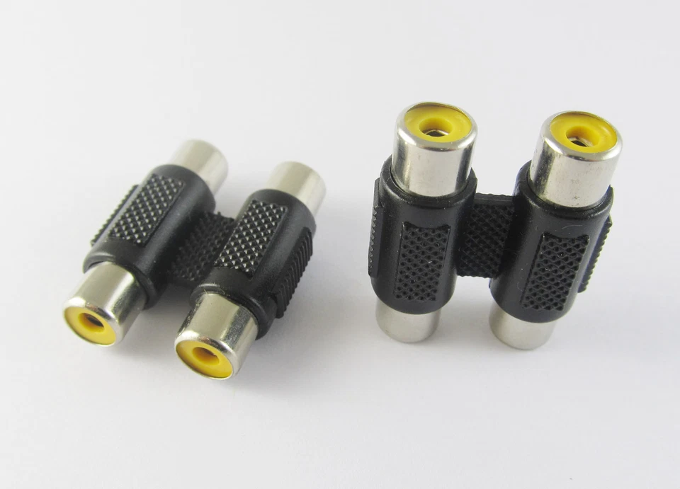 AV Dual 2 RCA Female Socket To RCA Female Cable Joiner Extension Coupler Adapter - Image 1 of 1