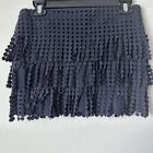 Goen J Blue Embroidered Lace Tiered Dot Mini Skirt Sz 6 B-30