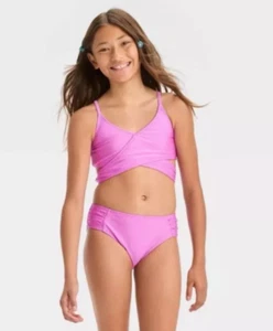 Art Class Girls' Solid Bikini Set S(6/7) 2-piece Light Purple - Picture 1 of 7