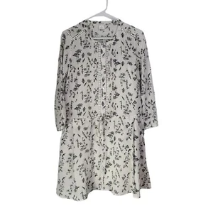 Club Monaco SZ 2 Womens Silk Floral Mini Dress Drawstring Waist - Picture 1 of 14