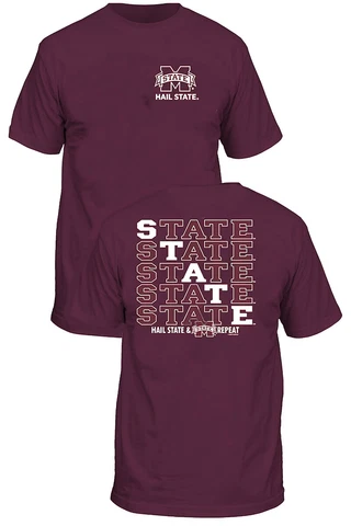 Mississippi State Bulldogs Men's 2 Sided Diagonal Repeat Short Sleeve T Shirt Cover