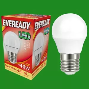 2x 5.2W (=40W) Low Energy Golf Light Bulb, ES E27 Power Saving Lamp Warm White - Picture 1 of 3