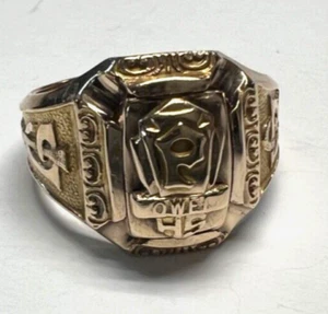 0K GELBGOLD KLASSE RING POWELL HIGH SCHOOL CS INITIALEN GRÖSSE 6 5,7 GRAMM NIEDRIGER - Bild 1 von 14