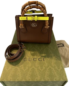 Gucci Diana Mini Brown Leather Tote Bag Bamboo GG Cross Body Handbag Purse# 6419 - Picture 1 of 23