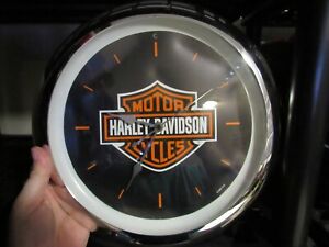 Harley Davidson Motorcycles Wall Clock Classic BUILT IN REV SOUND SPEAKER Rare