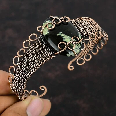 Brazalete de boda madre envoltura de alambre de calcedonia cromo australiano natural de cobre Foto 1 de 4